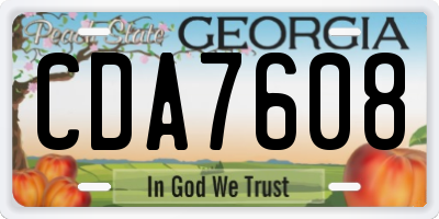 GA license plate CDA7608