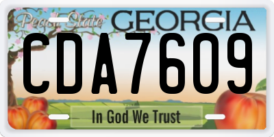 GA license plate CDA7609
