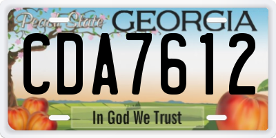GA license plate CDA7612
