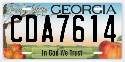 GA license plate CDA7614
