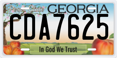 GA license plate CDA7625
