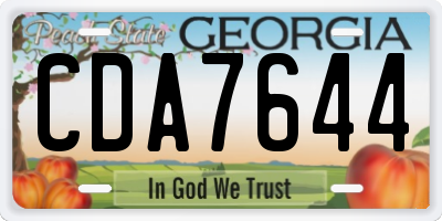 GA license plate CDA7644