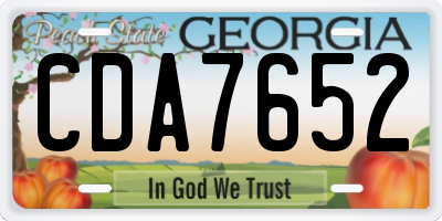 GA license plate CDA7652