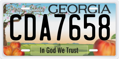GA license plate CDA7658
