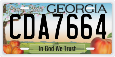GA license plate CDA7664