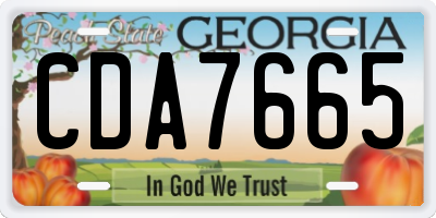 GA license plate CDA7665