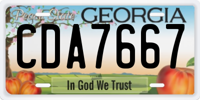 GA license plate CDA7667