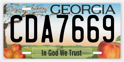 GA license plate CDA7669