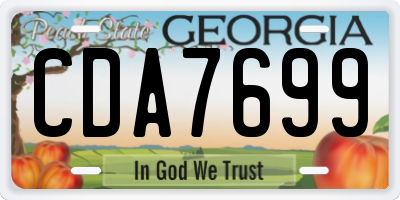 GA license plate CDA7699