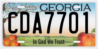 GA license plate CDA7701