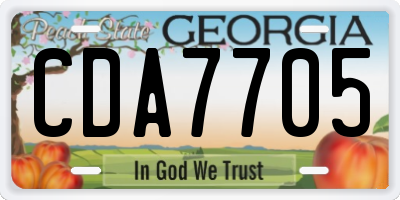 GA license plate CDA7705