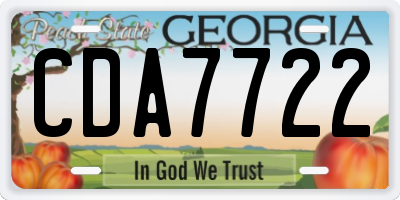 GA license plate CDA7722