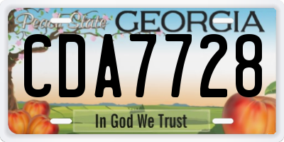GA license plate CDA7728