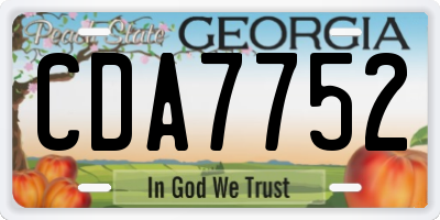 GA license plate CDA7752