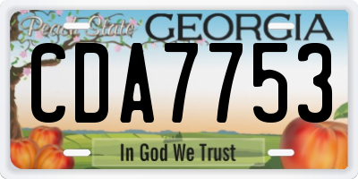 GA license plate CDA7753