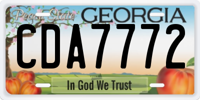 GA license plate CDA7772