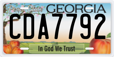 GA license plate CDA7792