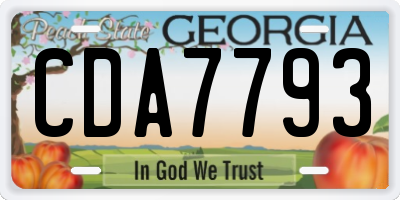GA license plate CDA7793