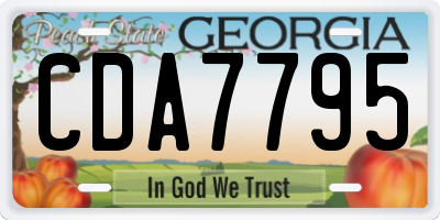GA license plate CDA7795