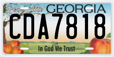 GA license plate CDA7818