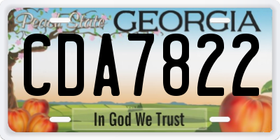 GA license plate CDA7822