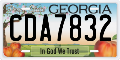 GA license plate CDA7832