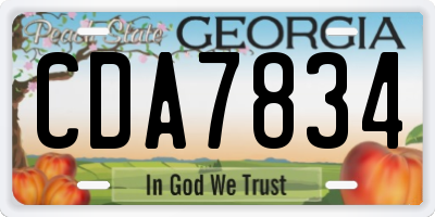 GA license plate CDA7834