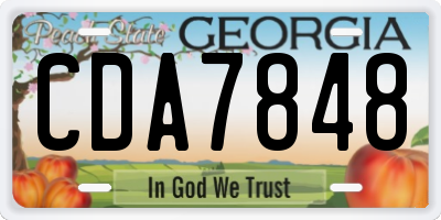 GA license plate CDA7848