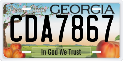 GA license plate CDA7867
