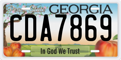 GA license plate CDA7869