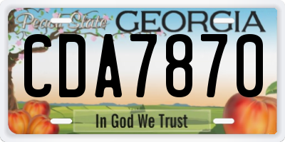 GA license plate CDA7870