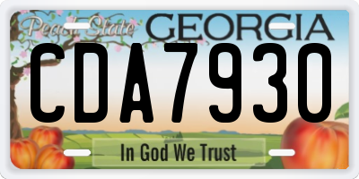 GA license plate CDA7930