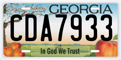 GA license plate CDA7933