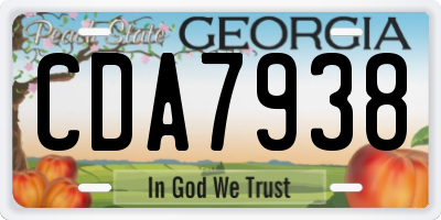 GA license plate CDA7938