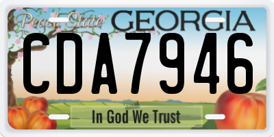 GA license plate CDA7946