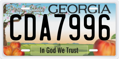 GA license plate CDA7996
