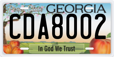 GA license plate CDA8002