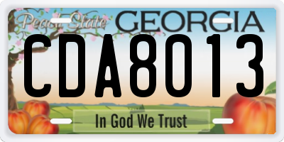 GA license plate CDA8013