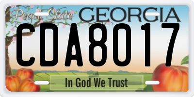GA license plate CDA8017
