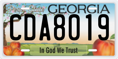 GA license plate CDA8019