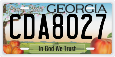 GA license plate CDA8027