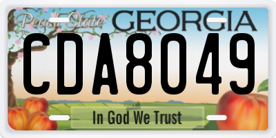 GA license plate CDA8049