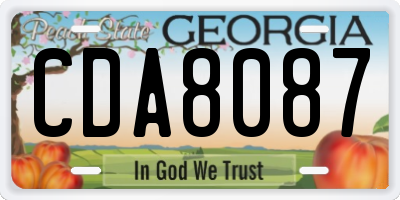GA license plate CDA8087
