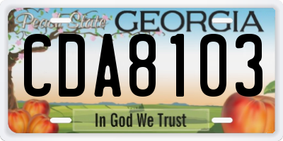 GA license plate CDA8103