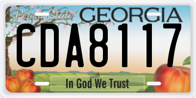 GA license plate CDA8117