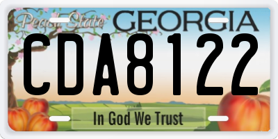 GA license plate CDA8122