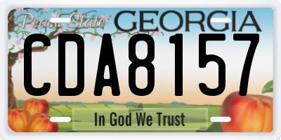 GA license plate CDA8157