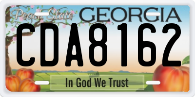 GA license plate CDA8162
