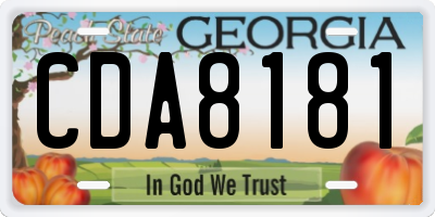 GA license plate CDA8181