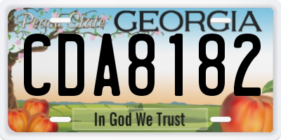 GA license plate CDA8182